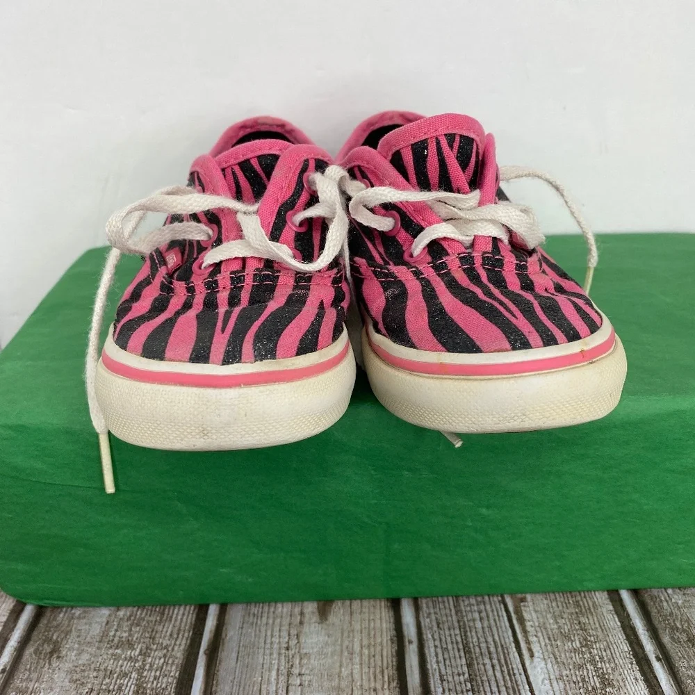 Vans Toddler US-9 Pink Black Glitter Zebra Tiger Animal Stripe Shoes (BOX-D) - Picture 4 of 8